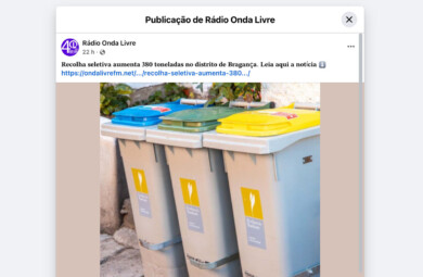 Recolha seletiva aumenta 380 toneladas no distrito de Bragança