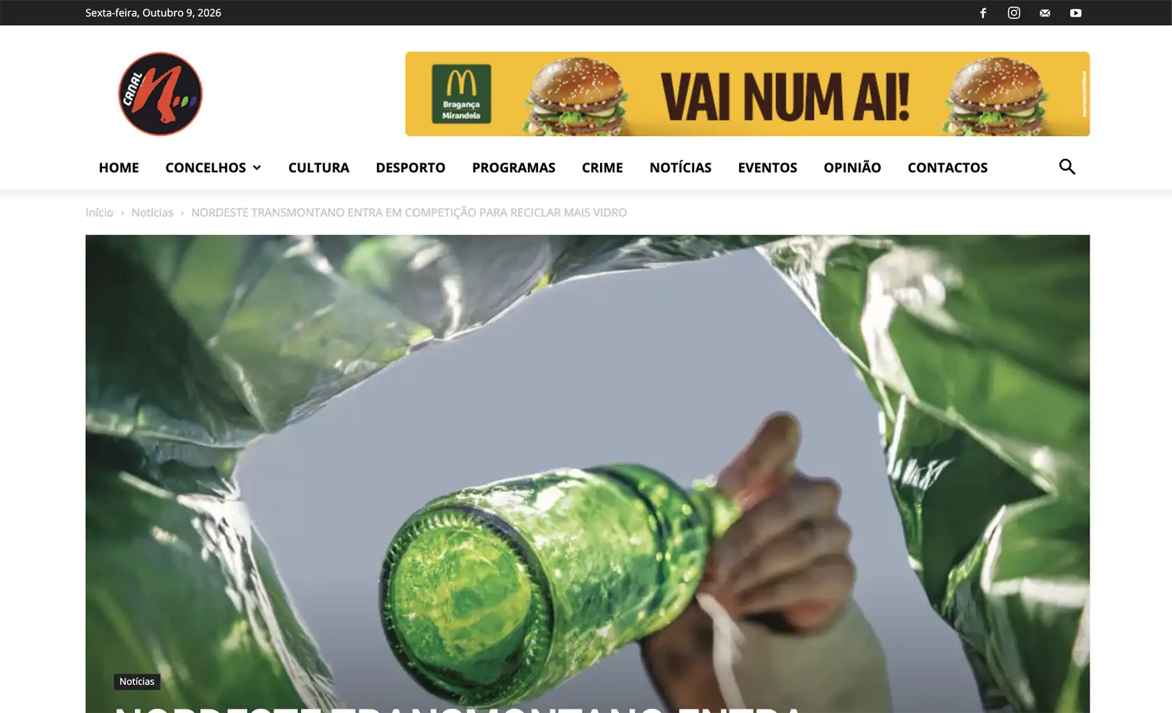 A reciclagem de vidro vai estar no centro de uma competição que junta os 13 municípios do Nordeste Transmontano.