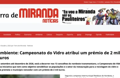 Ambiente: Campeonato do Vidro atribui um prémio de 2 mil euros